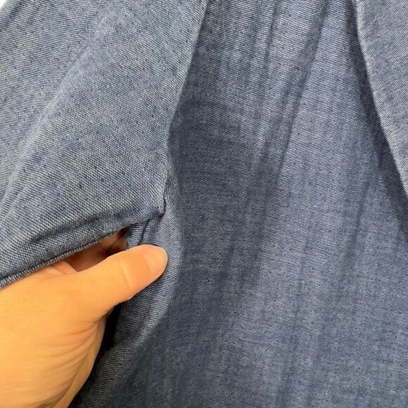 Soft Surroundings Chambray Denim Frayed Edge Longline Jacket xl - Picture 6 of 15